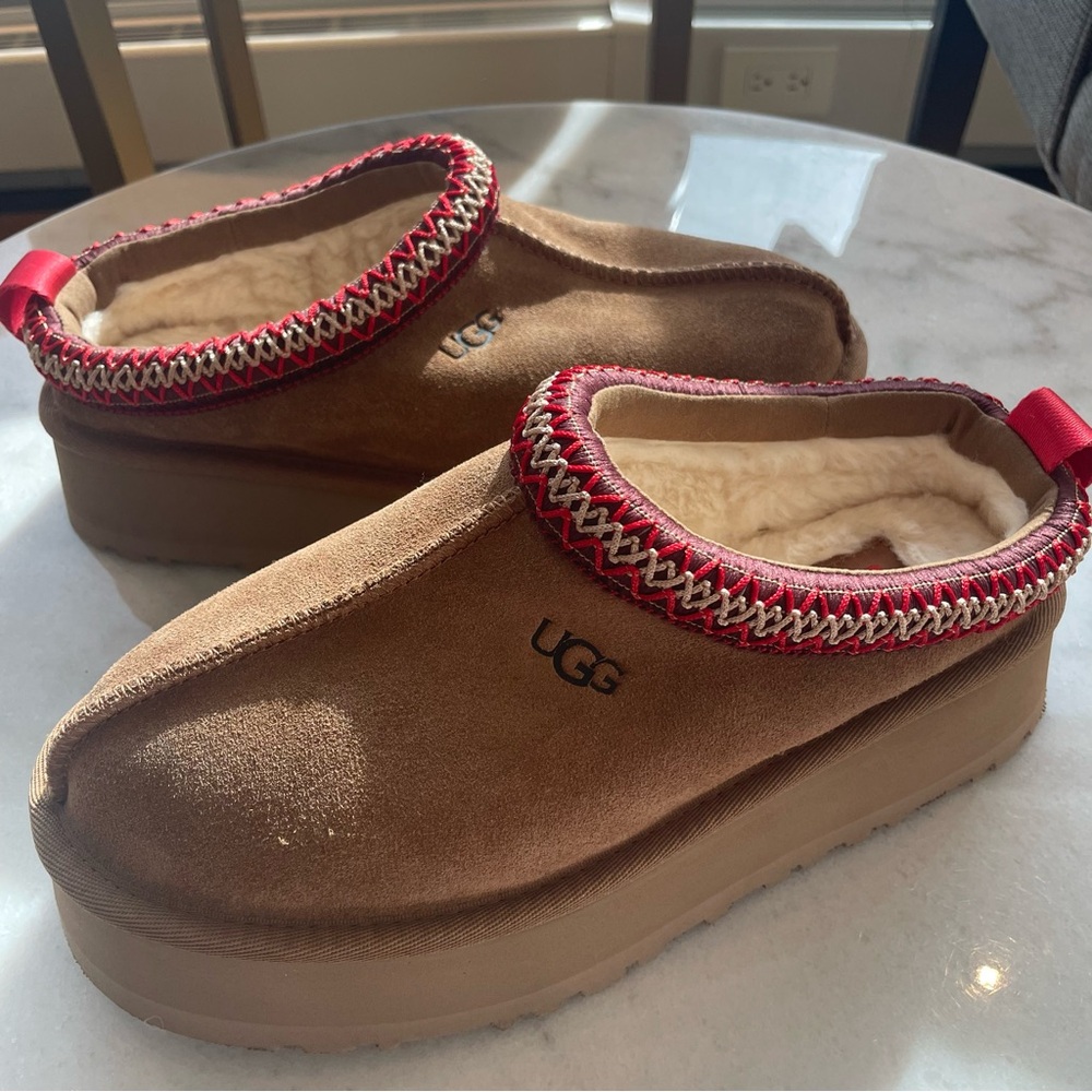 UGG Tazz Platform Slippers Chestnut Size 6 Authentic NEW